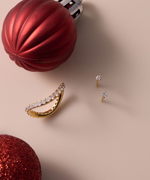 〈K18GP〉タイニー1粒ビジューピアス（ピアス（両耳用））｜Jolie Toujours（ジョリトゥジュール）