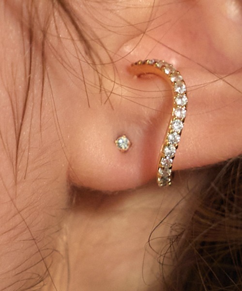 〈K18GP〉タイニー1粒ビジューピアス（ピアス（両耳用））｜Jolie Toujours（ジョリトゥジュール）