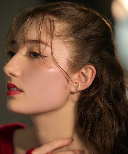 〈K18GP〉タイニー1粒ビジューピアス（ピアス（両耳用））｜Jolie Toujours（ジョリトゥジュール）