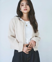 【150㎝前後の小柄さんサイズ】ショート丈 フリンジツイードジャケット