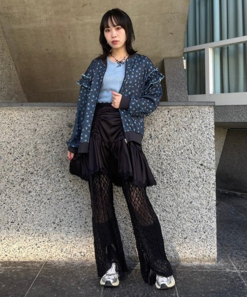 SATIN GATHER SKIRT LAYERED PANTS ピンク SATIN GATHER SKIRT LAYERED PANTS | Candy Stripper（キャンディ