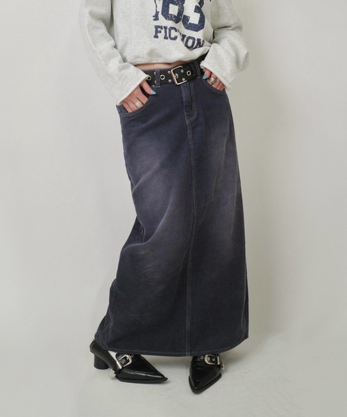 WHO'S WHO gallery（フーズフーギャラリー）の「スラッシュポケットコーデユロイスカート（スカート・レディース・ブラウン/グレー/ブラック・FREE）」の2枚目の写真