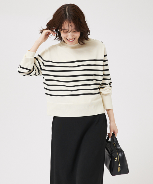 abahouse mavie(アバハウスマヴィ)の「【セットアップ対応】ボーダーニットプルオーバー(ニット/セーター・レディース・ホワイト/ネイビー・フリー)」の16枚目の写真