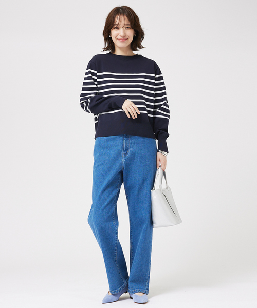 abahouse mavie(アバハウスマヴィ)の「【セットアップ対応】ボーダーニットプルオーバー(ニット/セーター・レディース・ホワイト/ネイビー・フリー)」の13枚目の写真