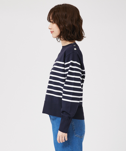 abahouse mavie(アバハウスマヴィ)の「【セットアップ対応】ボーダーニットプルオーバー(ニット/セーター・レディース・ホワイト/ネイビー・フリー)」の9枚目の写真