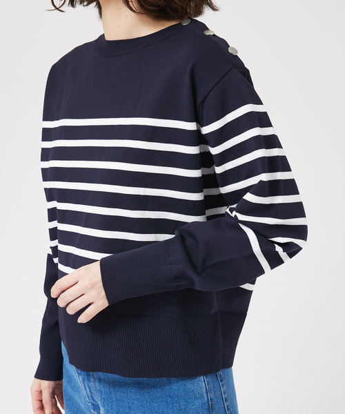 abahouse mavie(アバハウスマヴィ)の「【セットアップ対応】ボーダーニットプルオーバー(ニット/セーター・レディース・ホワイト/ネイビー・フリー)」の6枚目の写真