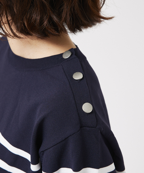 abahouse mavie(アバハウスマヴィ)の「【セットアップ対応】ボーダーニットプルオーバー(ニット/セーター・レディース・ホワイト/ネイビー・フリー)」の5枚目の写真