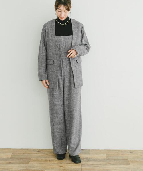 ITEMS URBANRESEARCH(アイテムズ アーバンリサーチ)の「ツイードライクサロペット(サロペット/オーバーオール・レディース・ブラック・FREE)」の5枚目の写真