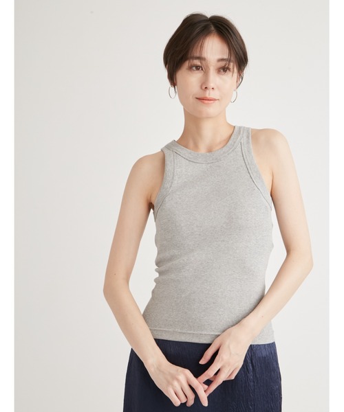 emmi（エミ）の「コットンタンクトップ（タンクトップ・レディース・アイボリー/ブラック/オレンジ/グレー/ターコイズブルー・FREE）」の3枚目の写真