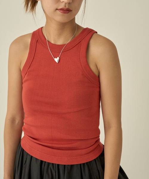 emmi（エミ）の「コットンタンクトップ（タンクトップ・レディース・アイボリー/ブラック/オレンジ/グレー/ターコイズブルー・FREE）」の5枚目の写真