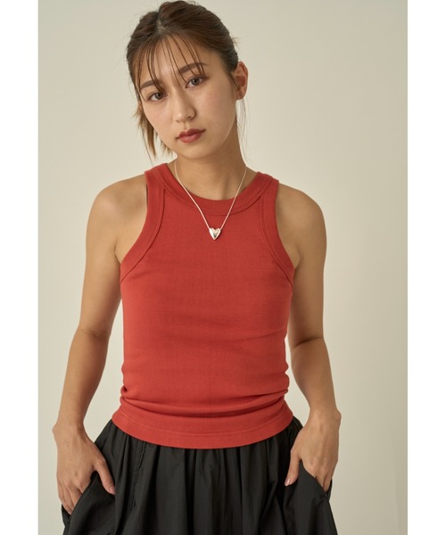 emmi（エミ）の「コットンタンクトップ（タンクトップ・レディース・アイボリー/ブラック/オレンジ/グレー/ターコイズブルー・FREE）」の20枚目の写真