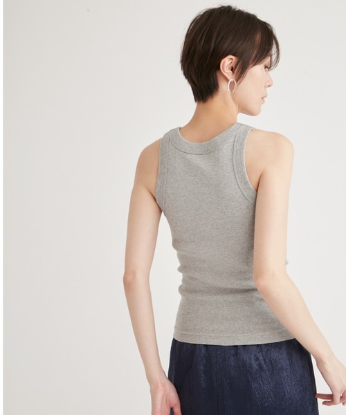 emmi（エミ）の「コットンタンクトップ（タンクトップ・レディース・アイボリー/ブラック/オレンジ/グレー/ターコイズブルー・FREE）」の13枚目の写真