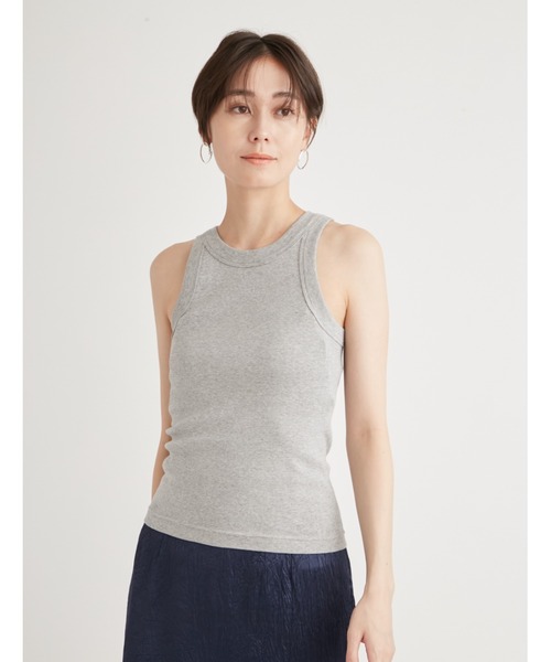 emmi（エミ）の「コットンタンクトップ（タンクトップ・レディース・アイボリー/ブラック/オレンジ/グレー/ターコイズブルー・FREE）」の11枚目の写真