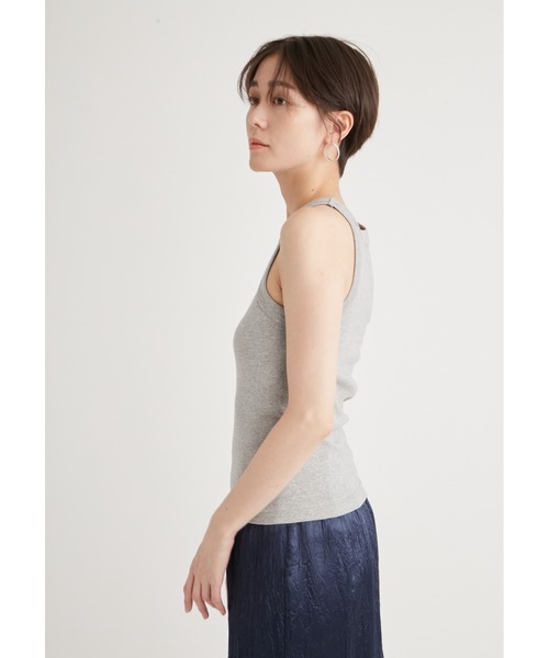 emmi（エミ）の「コットンタンクトップ（タンクトップ・レディース・アイボリー/ブラック/オレンジ/グレー/ターコイズブルー・FREE）」の12枚目の写真