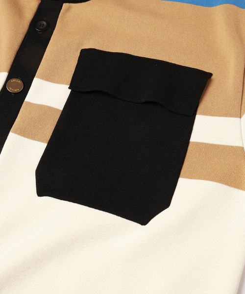 CULLNI（クルニ）の「Collarless Buttoned Short Sleeve Knit Jaket（ニット/セーター・メンズ・ブラック/アッシュブラウン/ネイビー系/ブラック系/ベージュ系/ワインレッド・1/2/0）」の12枚目の写真