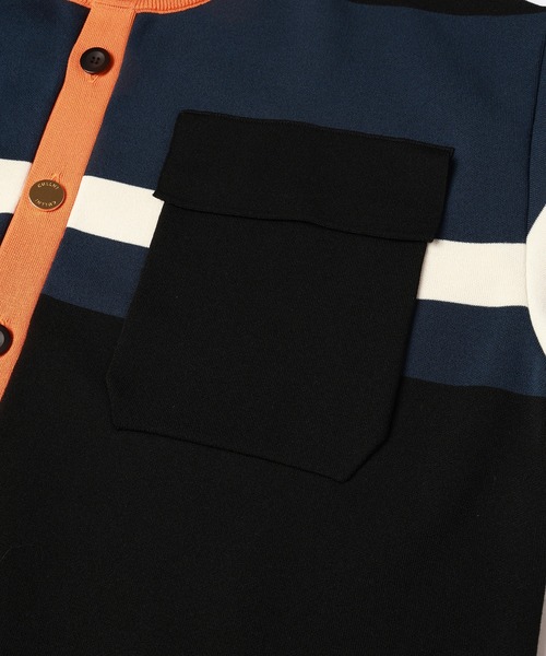 セール】Collarless Buttoned Short Sleeve Knit Jaket（ニット