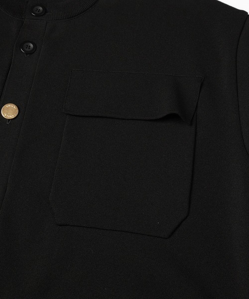 Collarless Buttoned Short Sleeve Knit Jaket（ニット/セーター