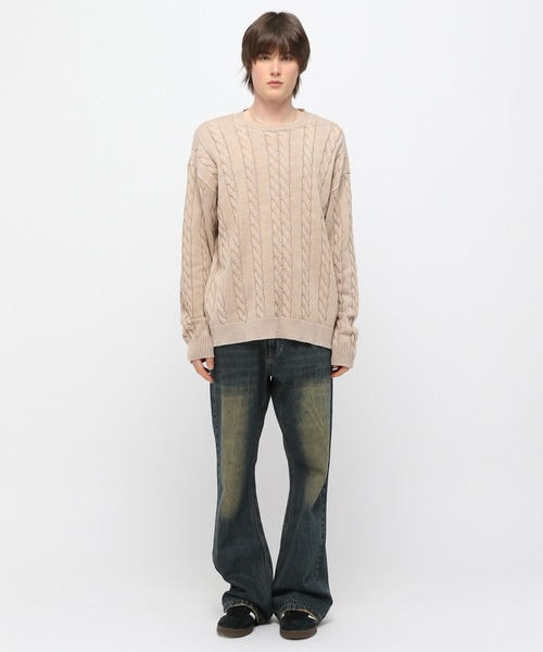 【セール】3.3 Field Trip／ウォッシュケーブルニット（ニット/セーター）｜3.3 Field Trip （3.3フィールドトリップ）