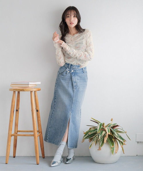 LOWRYS FARM（ローリーズファーム）の「アシメシャーリング２ＰＬＳ 288081（Tシャツ/カットソー・レディース・チャコールグレー/ホワイト/ピンク・FREE）」の6枚目の写真