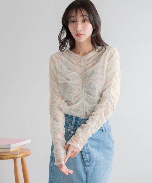 LOWRYS FARM（ローリーズファーム）の「アシメシャーリング２ＰＬＳ 288081（Tシャツ/カットソー・レディース・チャコールグレー/ホワイト/ピンク・FREE）」の7枚目の写真