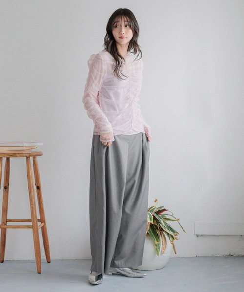 LOWRYS FARM（ローリーズファーム）の「アシメシャーリング２ＰＬＳ 288081（Tシャツ/カットソー・レディース・チャコールグレー/ホワイト/ピンク・FREE）」の16枚目の写真