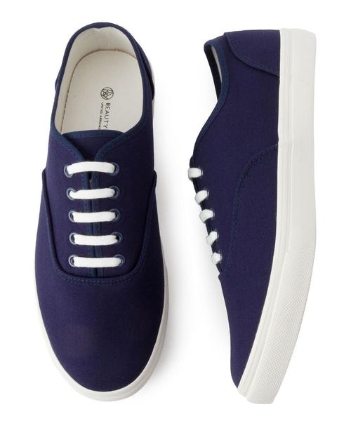 BEAUTY&YOUTH UNITED ARROWS（ビューティーアンドユースユナイテッドアローズ）の「BY キャンバスレースアップスニーカー（スニーカー・レディース・ネイビー/ホワイト・LARGE/MEDIUM/SMALL）」の2枚目の写真
