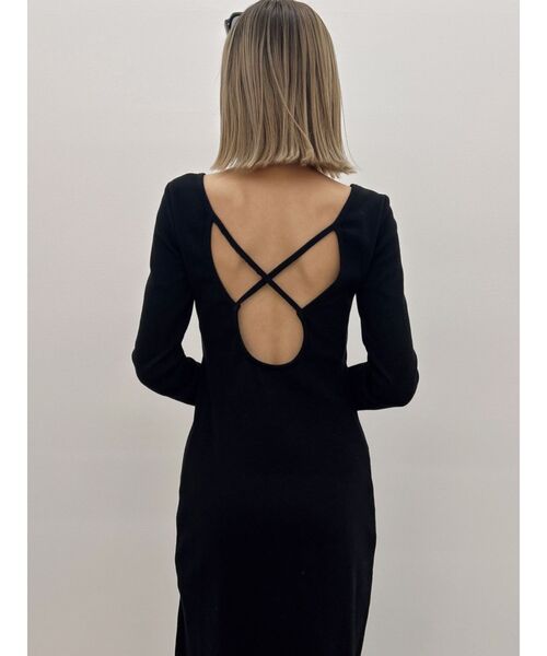 GYDA（ジェイダ）の「GD BACKクロスバインダーテレコロングワンピース（ワンピース・レディース・ブラック/ライトグレー・FREE）」の6枚目の写真