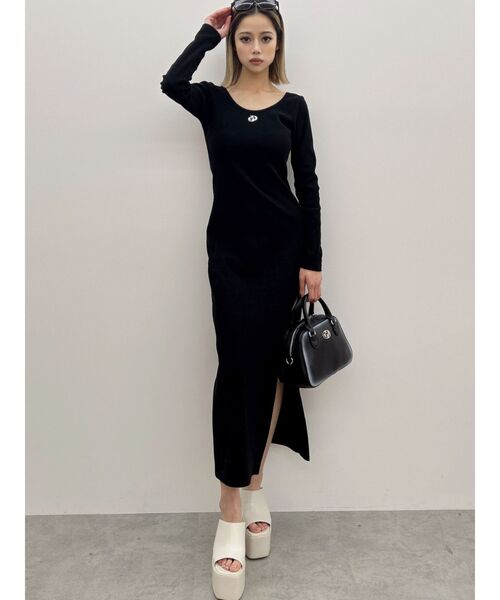 GYDA（ジェイダ）の「GD BACKクロスバインダーテレコロングワンピース（ワンピース・レディース・ブラック/ライトグレー・FREE）」の7枚目の写真