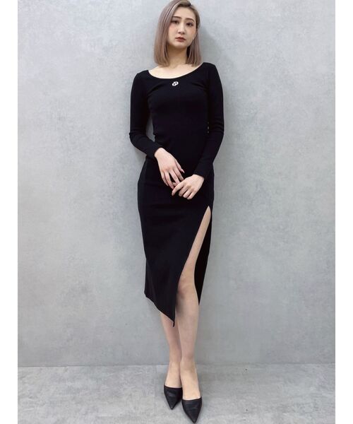 GYDA（ジェイダ）の「GD BACKクロスバインダーテレコロングワンピース（ワンピース・レディース・ブラック/ライトグレー・FREE）」の12枚目の写真