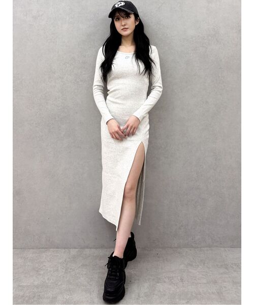 GYDA（ジェイダ）の「GD BACKクロスバインダーテレコロングワンピース（ワンピース・レディース・ブラック/ライトグレー・FREE）」の16枚目の写真