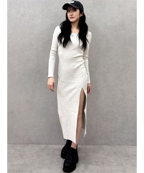 GYDA（ジェイダ）の「GD BACKクロスバインダーテレコロングワンピース（ワンピース・レディース・ブラック/ライトグレー・FREE）」の17枚目の写真