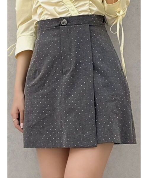 dazzlin（ダズリン）の「【セットアップ対応】レイヤーハイウエストミニスカート（スカート・レディース・チャコールグレー/アイボリー/その他1・SMALL/MEDIUM）」の3枚目の写真