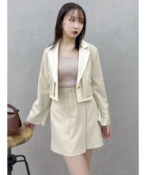 dazzlin（ダズリン）の「【セットアップ対応】レイヤーハイウエストミニスカート（スカート・レディース・チャコールグレー/アイボリー/その他1・SMALL/MEDIUM）」の5枚目の写真