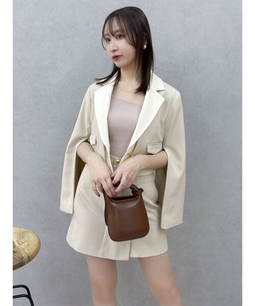 dazzlin（ダズリン）の「【セットアップ対応】レイヤーハイウエストミニスカート（スカート・レディース・チャコールグレー/アイボリー/その他1・SMALL/MEDIUM）」の6枚目の写真