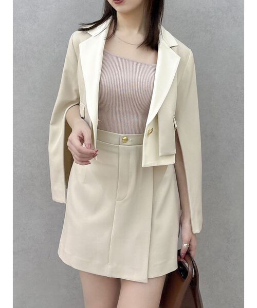 dazzlin（ダズリン）の「【セットアップ対応】レイヤーハイウエストミニスカート（スカート・レディース・チャコールグレー/アイボリー/その他1・SMALL/MEDIUM）」の11枚目の写真