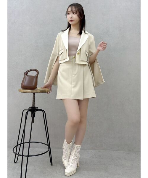 dazzlin（ダズリン）の「【セットアップ対応】レイヤーハイウエストミニスカート（スカート・レディース・チャコールグレー/アイボリー/その他1・SMALL/MEDIUM）」の13枚目の写真