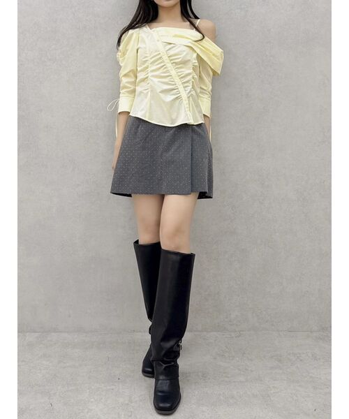 dazzlin（ダズリン）の「【セットアップ対応】レイヤーハイウエストミニスカート（スカート・レディース・チャコールグレー/アイボリー/その他1・SMALL/MEDIUM）」の16枚目の写真