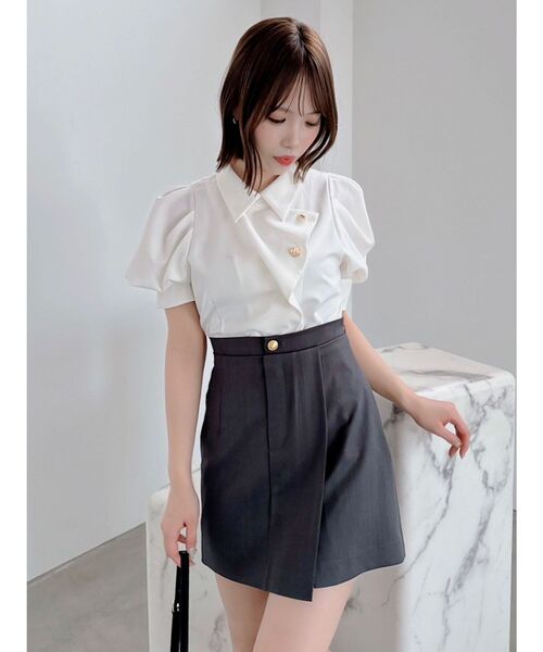 dazzlin（ダズリン）の「【セットアップ対応】レイヤーハイウエストミニスカート（スカート・レディース・チャコールグレー/アイボリー/その他1・SMALL/MEDIUM）」の8枚目の写真