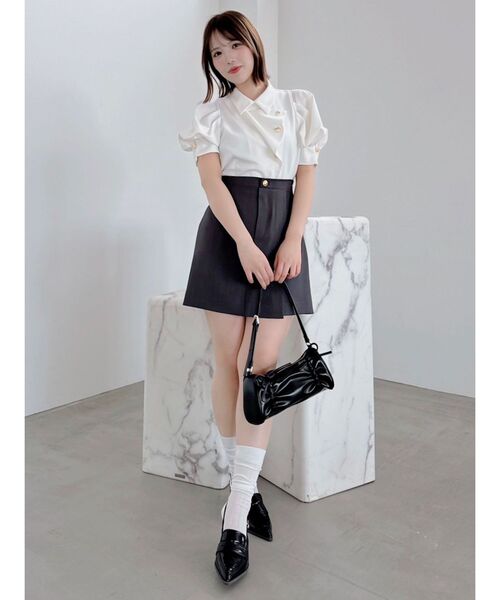 dazzlin（ダズリン）の「【セットアップ対応】レイヤーハイウエストミニスカート（スカート・レディース・チャコールグレー/アイボリー/その他1・SMALL/MEDIUM）」の9枚目の写真