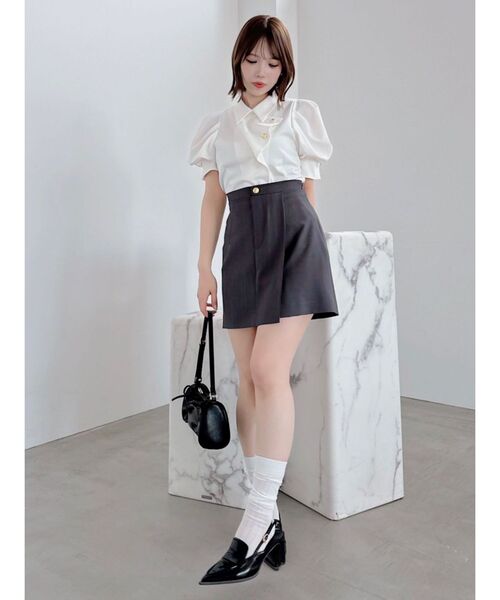 dazzlin（ダズリン）の「【セットアップ対応】レイヤーハイウエストミニスカート（スカート・レディース・チャコールグレー/アイボリー/その他1・SMALL/MEDIUM）」の10枚目の写真