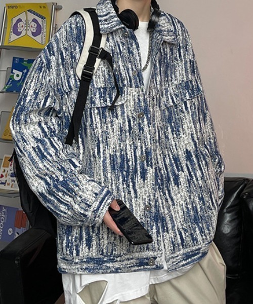 link lot(リンクロット)の「ジャガード 総柄シャツブルゾン(ブルゾン・メンズ・ブラック/ブルー・M/L)」の10枚目の写真