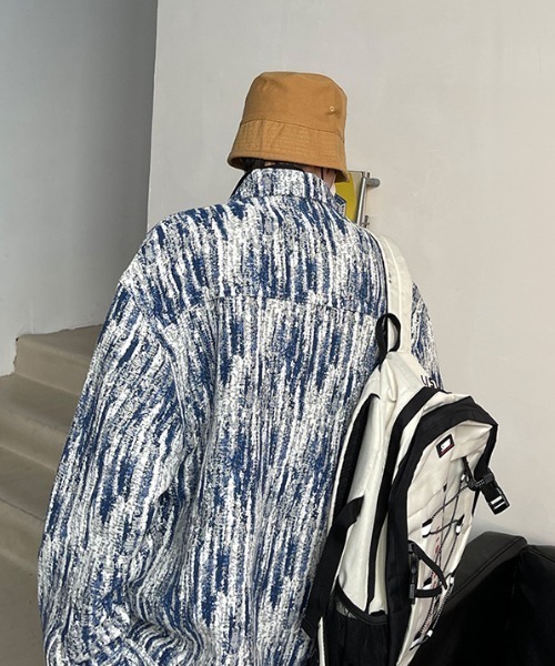 link lot(リンクロット)の「ジャガード 総柄シャツブルゾン(ブルゾン・メンズ・ブラック/ブルー・M/L)」の9枚目の写真
