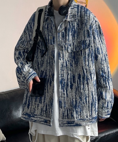 link lot(リンクロット)の「ジャガード 総柄シャツブルゾン(ブルゾン・メンズ・ブラック/ブルー・M/L)」の8枚目の写真