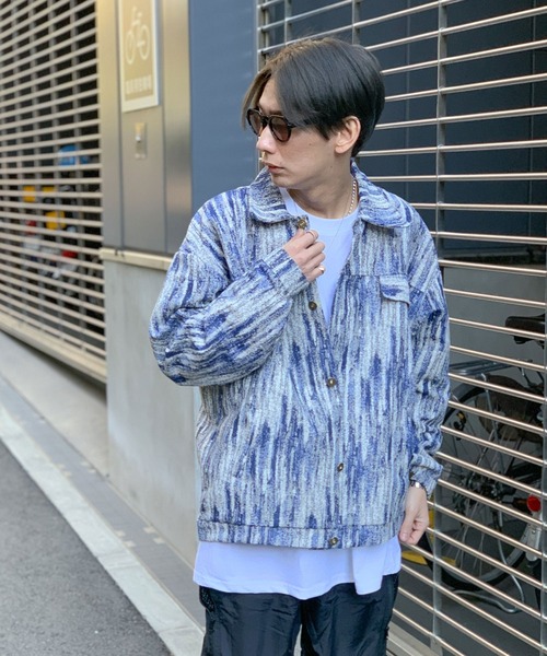 link lot(リンクロット)の「ジャガード 総柄シャツブルゾン(ブルゾン・メンズ・ブラック/ブルー・M/L)」の11枚目の写真