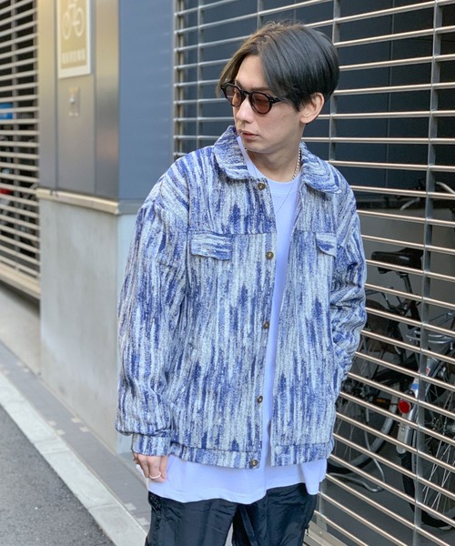 link lot(リンクロット)の「ジャガード 総柄シャツブルゾン(ブルゾン・メンズ・ブラック/ブルー・M/L)」の12枚目の写真