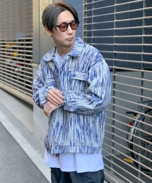 link lot(リンクロット)の「ジャガード 総柄シャツブルゾン(ブルゾン・メンズ・ブラック/ブルー・M/L)」の13枚目の写真