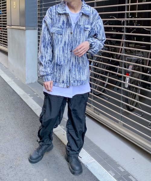 link lot(リンクロット)の「ジャガード 総柄シャツブルゾン(ブルゾン・メンズ・ブラック/ブルー・M/L)」の14枚目の写真