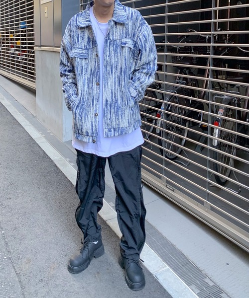 link lot(リンクロット)の「ジャガード 総柄シャツブルゾン(ブルゾン・メンズ・ブラック/ブルー・M/L)」の15枚目の写真