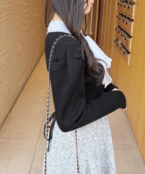 INGNI（イング）の「シアーボウタイニット（ニット/セーター・レディース・ブラック×ホワイト/ピンク系2/グレー×ホワイト/オフホワイト・M）」の14枚目の写真