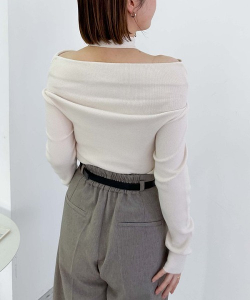 archives（アルシーヴ）の「チョーカータックドレープオフショルニット（ニット/セーター・レディース・ピンク/グレー/ブラック/アイボリー・MEDIUM）」の12枚目の写真